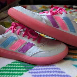 Adidas Kids' Sneakers in White, Pink, and Blue